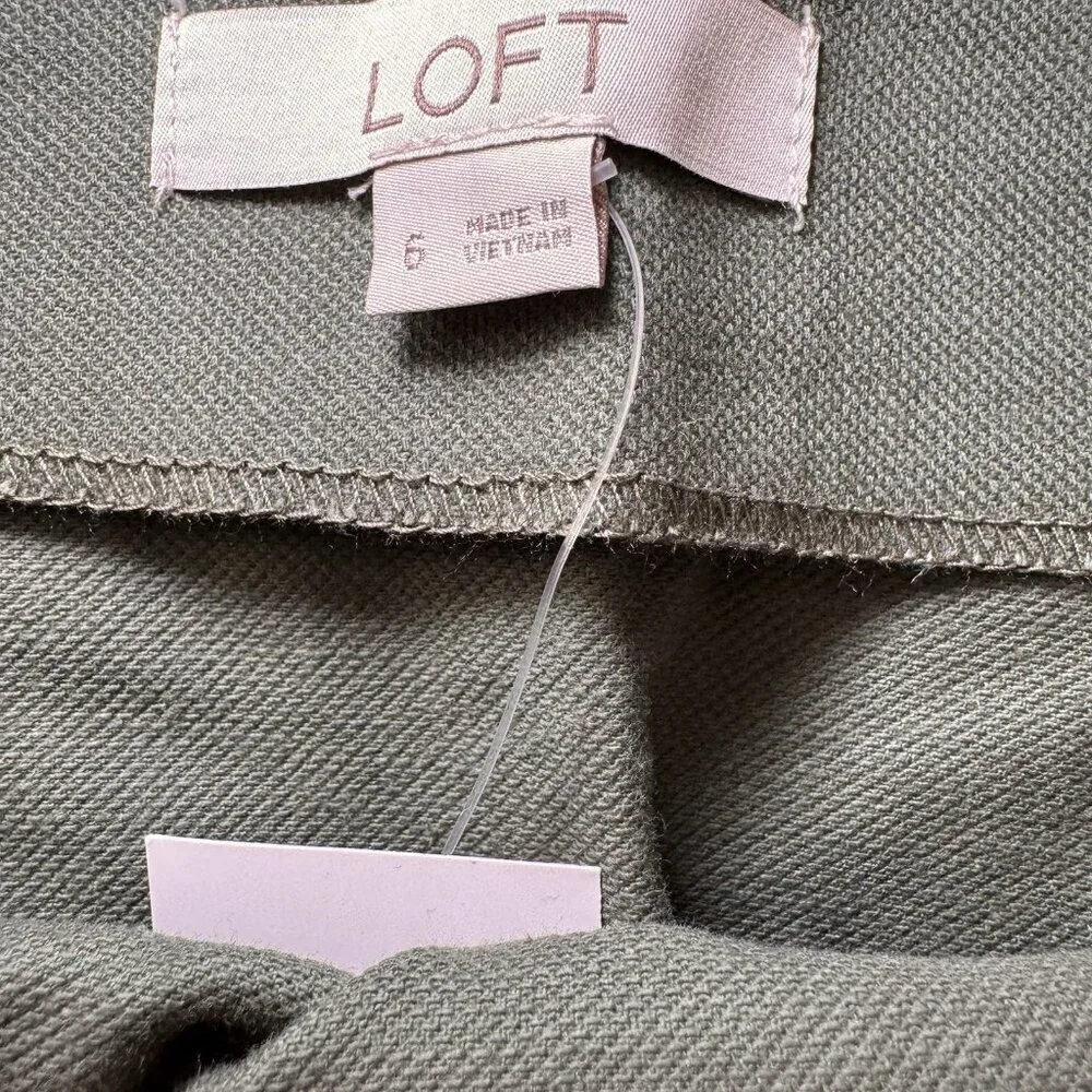 LOFT Womens A-line Skirt Size 6 Green Front Pockets Back Zip Fall - Picture 5 of 7